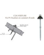 Vis autoperçeuse P5 à ailettes TK12 pour couverture plaque fibres-ciment 177x51 sur profilés/tubes