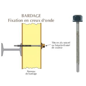 Vis têtalu autoperçeuse P13 Ø5,5 TK12 laquée pour bardages panneaux sandwich (mousse PE) sur poutrelles