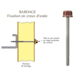 Vis têtalu autoperçeuse P5 Ø6.3 TK12 laquée pour bardages panneaux sandwich (mousse PE) sur profilés/tubes
