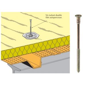 Schéma vis isolant double filet sur bac perforé