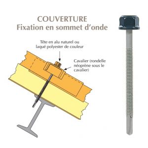 Vis têtalu autoperçeuse P13 Ø5,5 TK12 laquée pour couverture panneaux sandwich (mousse PE) sur poutrelles