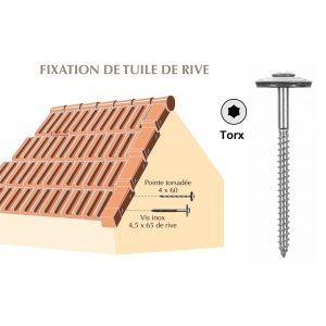 Vis inox Torx pour fixation de tuile de rive